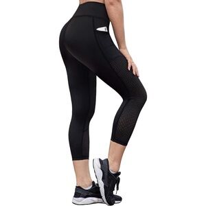 Raypose Women's Black Workout Capri Leggings M